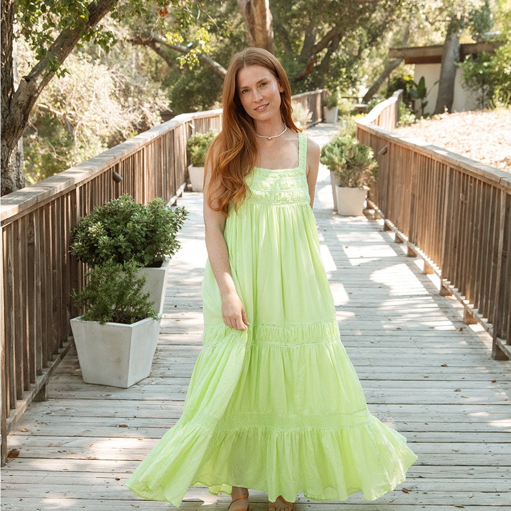 (NWOT) CJLA Mariposa Dress in Lime Green